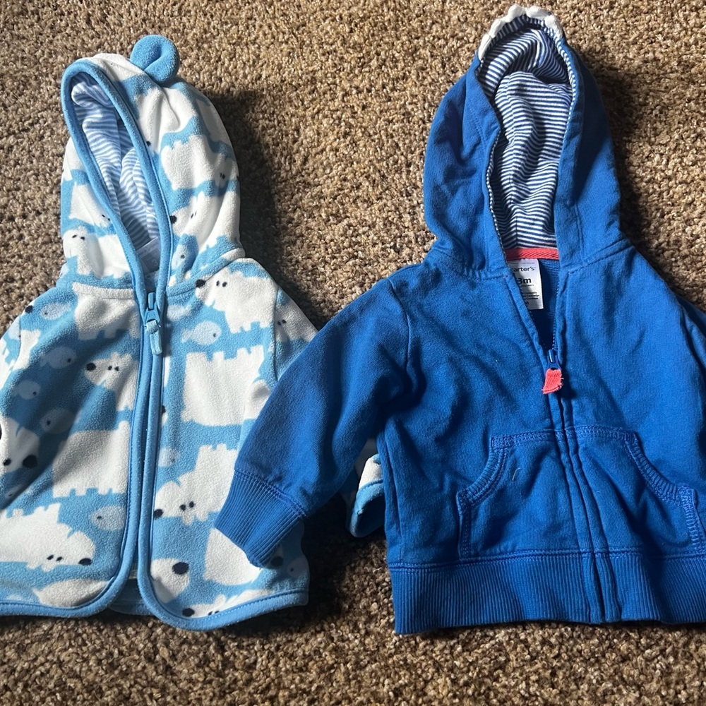Carter's Blue and White Kids Hoodies